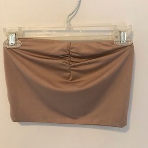 tobi strapless tube top in a tan-copper color!